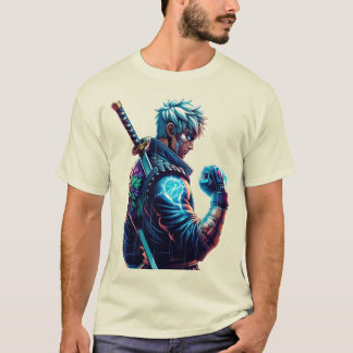 Sla eerst. Verbrand helderder." Cyberpunk Anime Fi T-shirt