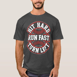 Sla Hard Loop Snel Links Mannen Jongen Honkbalspel T-shirt