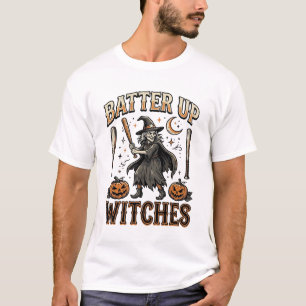 Sla Heksen Vintage Halloween-honkbalontwerp aan T-shirt