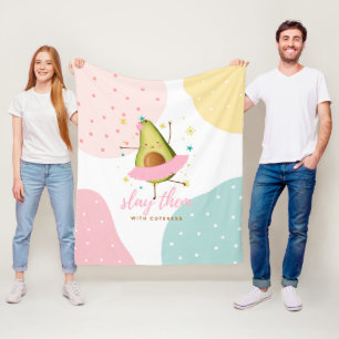Sla hen met Pretty Girly Kawaii Avocado Ballerina Fleece Deken
