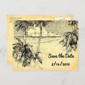 Sla het Briefkaart Aangepaste strand op datum op (Voorkant / Achterkant)