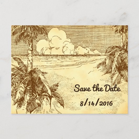 Sla het Briefkaart Aangepaste  strand op datum op (Voorkant)