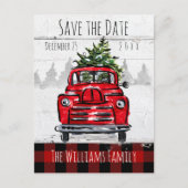 Sla het Briefkaart Datum Retro Red Truck en Tree o (Voorkant)