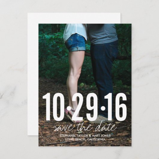 Sla het Briefkaart van de datumfoto, grote datum o (Voorkant / Achterkant)