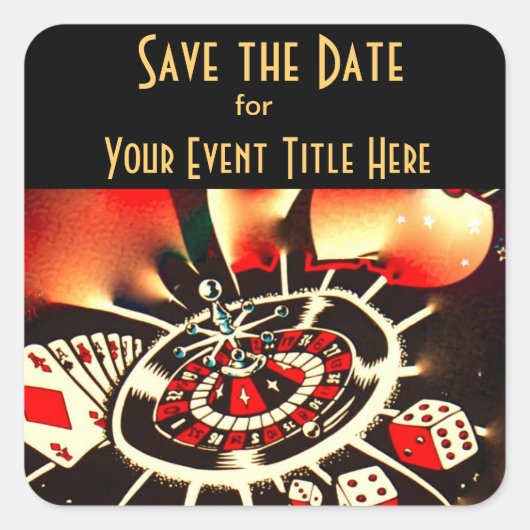 Sla het DAte Casino Theme Event op Vierkante Sticker (Voorkant)