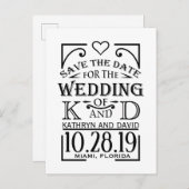 Sla het Date-ontwerp op met creatieve belettering. Aankondigingskaart (Voorkant / Achterkant)