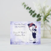 Sla het Date Patriotic Flag Fireworks Briefkaart o (Staand voorkant)