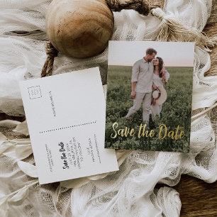 Sla het datum Briefkaart op - Minimal Script Gold 