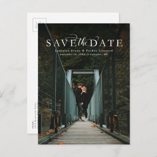 Sla het datum elegante verticaal foto briefkaart o (Voorkant / Achterkant)