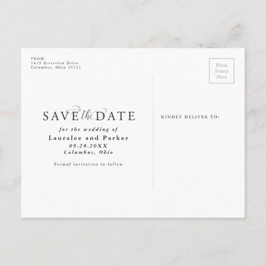 Sla het datum elegante verticaal foto briefkaart o (Achterkant)