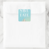 Sla het Datum Zandkasteel Vierkante Sticker (Tas)