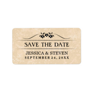 Sla het datumlabel op - Gold Fancy Floral Etiket