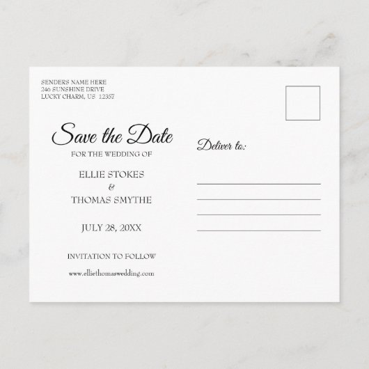 Sla het Datumscript Moderne foto op Aankondigingskaart (Achterkant)