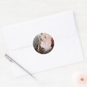 Sla het Datumscript Persoonlijke Namen Foto op Ronde Sticker (Envelop)