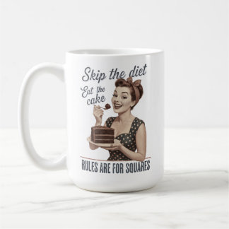 Sla het dieet over, eet de taart Retro Koffiemok