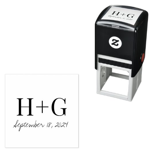 Sla het eenvoudige monogram van de Datum op Zelfinktende Stempel (In situ)