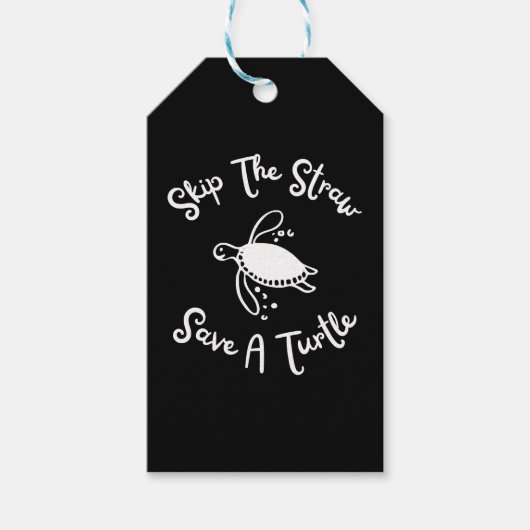 Sla het rietje over Sla een schildpad Schattige Ze Cadeaulabel (Voorkant)