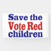 Sla kinderen Stem Rood met rode blauwe tekst Spandoek (Horizontaal)