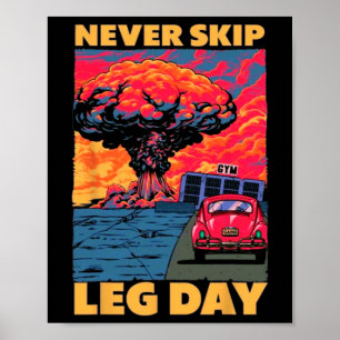 Sla nooit Beendag Gewichtheffen Bodybuilding Gym o Poster