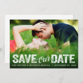 Sla onze datum bruiloft noodlijdende script fotoka kaart (Voorkant / Achterkant)