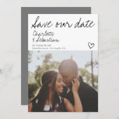 Sla onze datum met handgeschreven persoonlijke fot save the date (Voorkant / Achterkant)