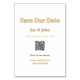 Sla onze datum op Scan QR voor details naam datum Kaart