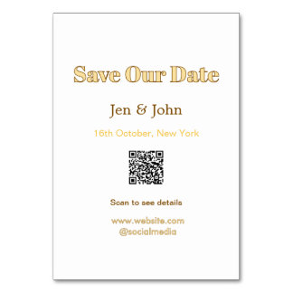 Sla onze datum op Scan QR voor details naam datum  Kaart