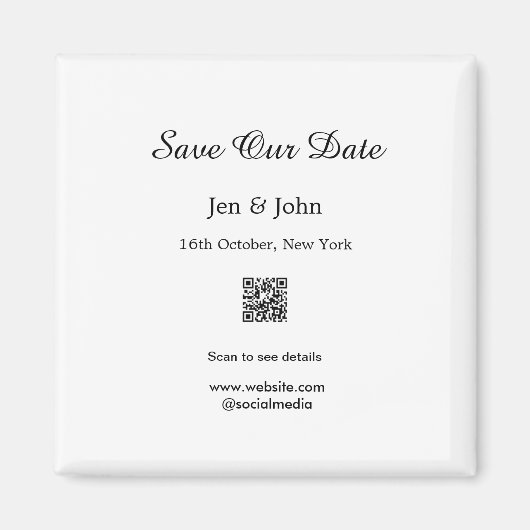 Sla onze datum op Scan QR voor details naam datum  Magneet (Voorkant)