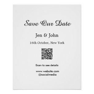 Sla onze datum op Scan QR voor details naam datum  Perfect Poster