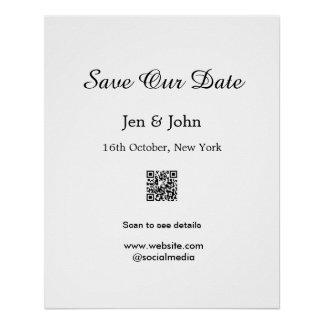 Sla onze datum op Scan QR voor details naam datum  Perfect Poster