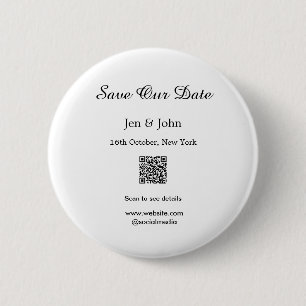 Sla onze datum op Scan QR voor details naam datum Ronde Button 5,7 Cm