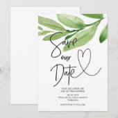 Sla onze datum op Tropisch groene Eucalyptus-huwel Kaart (Voorkant / Achterkant)
