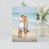 Sla onze datum op White Script Wedding Aankondigin Kaart (Staand voorkant)