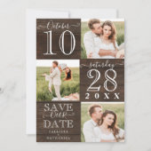 Sla onze datum roestige houten monogram foto op save the date (Voorkant)