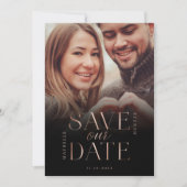 Sla onze datum Roos Gold Full Photo Black Gradient Save The Date (Voorkant)