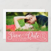 Sla onze datumbruiloft op | Elegant Script Kaart (Voorkant / Achterkant)