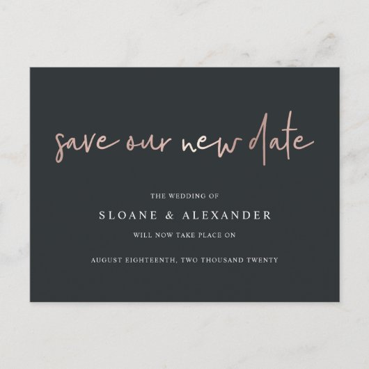 Sla onze nieuwe datum op Moderne uitverkorven trou Aankondigingskaart (Voorkant)