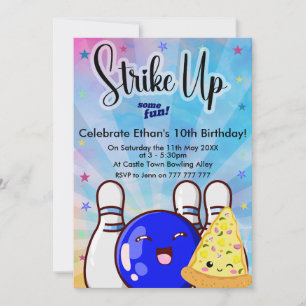 Sla wat plezier op, Tie Dye Boys Bowling Party Kaart