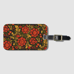 Slaafse nationale decoratieve bloempatroon bagagelabel