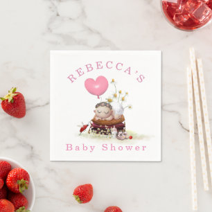 Slaande Baby Meisje Illustratie Naam Baby Shower Servet