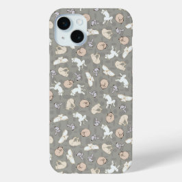 Slaande Hond Geïnspireerde Print in Grijs Oranje iPhone 15 Mini Hoesje