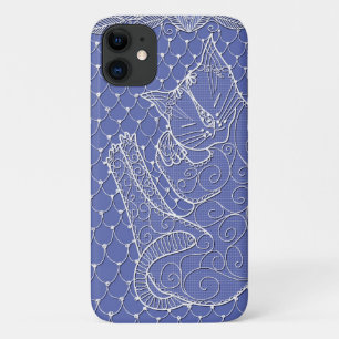 Slaande Kat Kant Kleedje (lila) op telefoonhoes iPhone 11 Hoesje