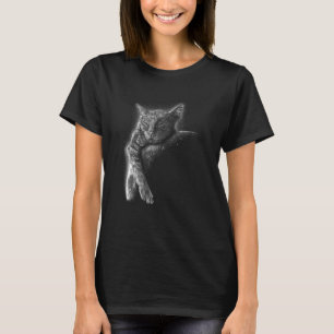 Slaande Kat op de Maan Slaande Maan Kat Slaapkop T-shirt