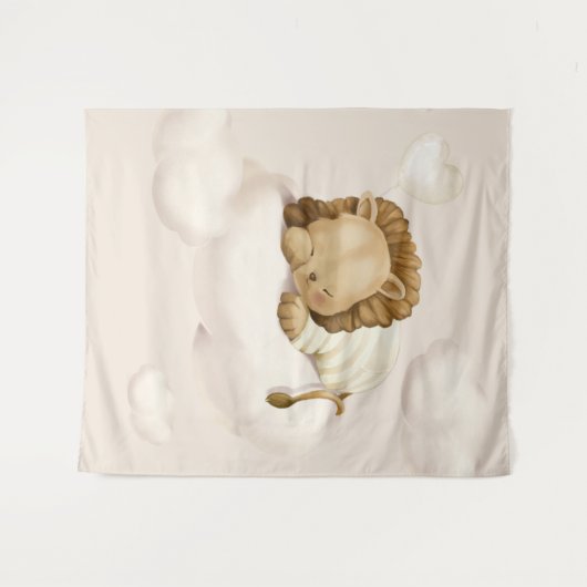 Slaande Leeuw Virtuele Douche Achtergrond Wandkleed (Voorkant (horizontaal))