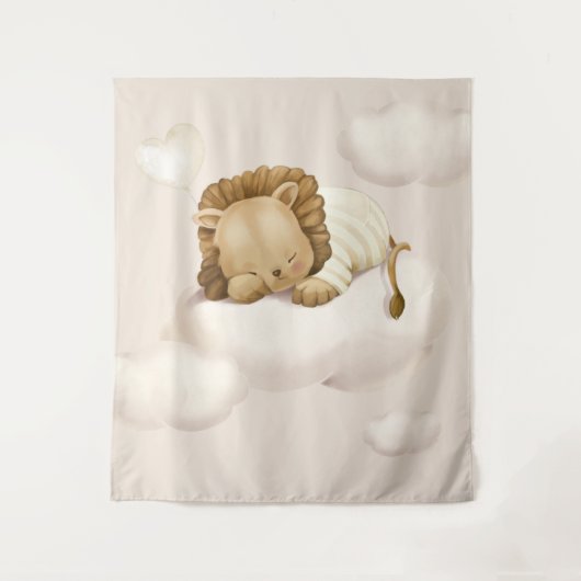 Slaande Leeuw Virtuele Douche Achtergrond Wandkleed (Voorkant)