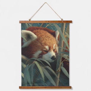 Slaande Rode Panda Bamboebos Muurkunst Hangend Wandkleed