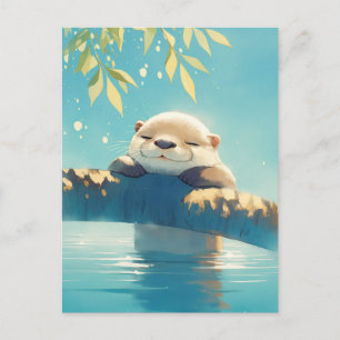 Slaande Waterverf Otter op Zonnige Tak Briefkaart