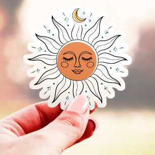 Slaande Zon en Maan Vinyl Sticker