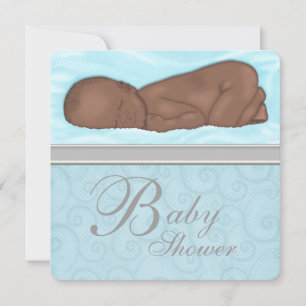 Slaap Baby Boy Blauw Grijs Baby shower Kaart