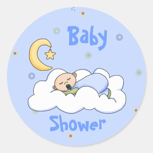 Slaap Baby Boy Douche Envelop Afdichting Ronde Sticker (Voorkant)